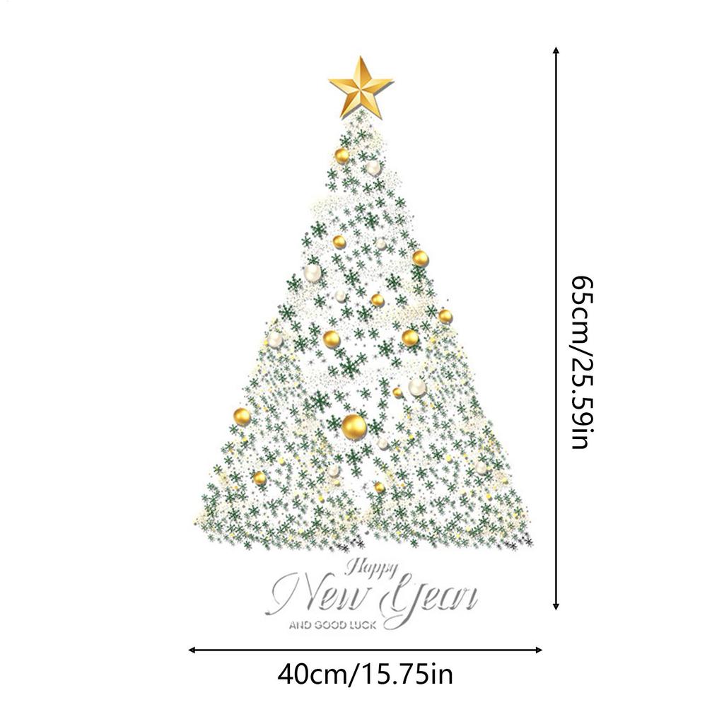 Merry Christmas Window Sticker Xmas Tree Pattern Mall Glass Window Display Electrostatic Sticker Xmas Ornament