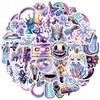 50pcs Cartoon Holographic Laser Aesthetic Stickers Waterproof Graffiti Decals For Water Bottle Luggage Laptop Phone