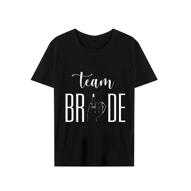 Summer Top Woman Clothing Future Bride Wedding Bachelorette T-shirt Short Sleeve Bride Ring Finger Bride Team Wedding Party Tees