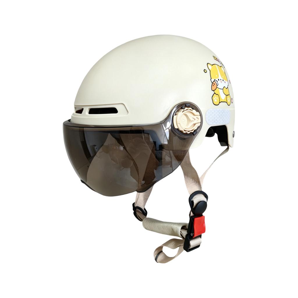 Children Safety Helmet Half Face Motorcycle Helmet with Adjustable Strap and Built-in Visor for Kids Boys Girls Electric Scooter Riding