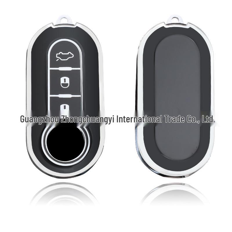 Fiat 500 Key Case: TPU Protective Folding Shell with Silver Edge for Bravo, Linea, Iveco Sheng