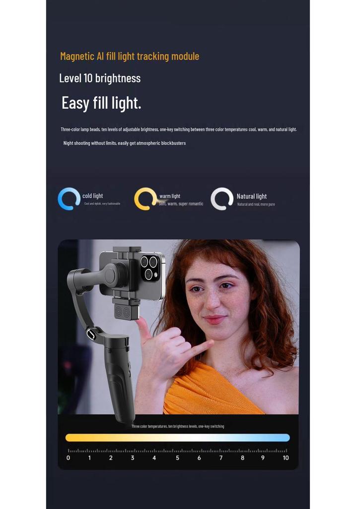 M03 Three-Axis Mobile Stabilizer: Anti-Shake Gimbal for Live Streaming with AI Face Tracking & Detachable Remote Control