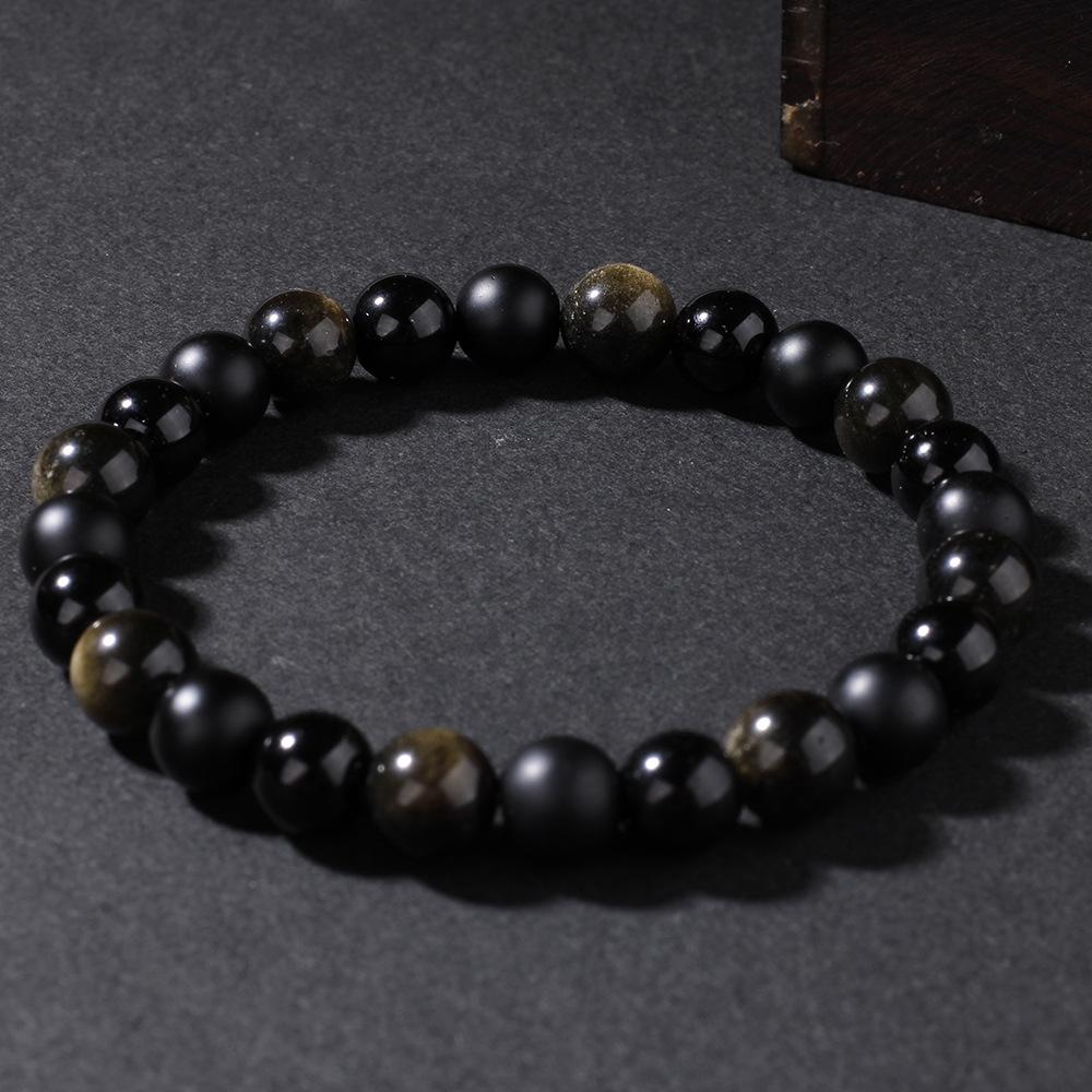 New fashion sports bead string, European and American black stone bracelet, obsidian natural stone bracelet.