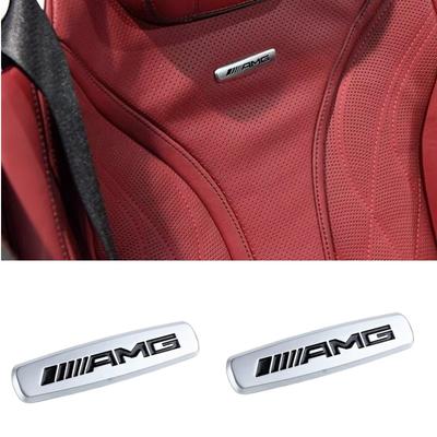 2 vnt. 3D metaliniai AMG automobilio sėdynės emblemos, atlošo, galvos atramos spaustukai, konsolės dekoravimo ženklelis, interjero dekoravimo lipdukas, priedai