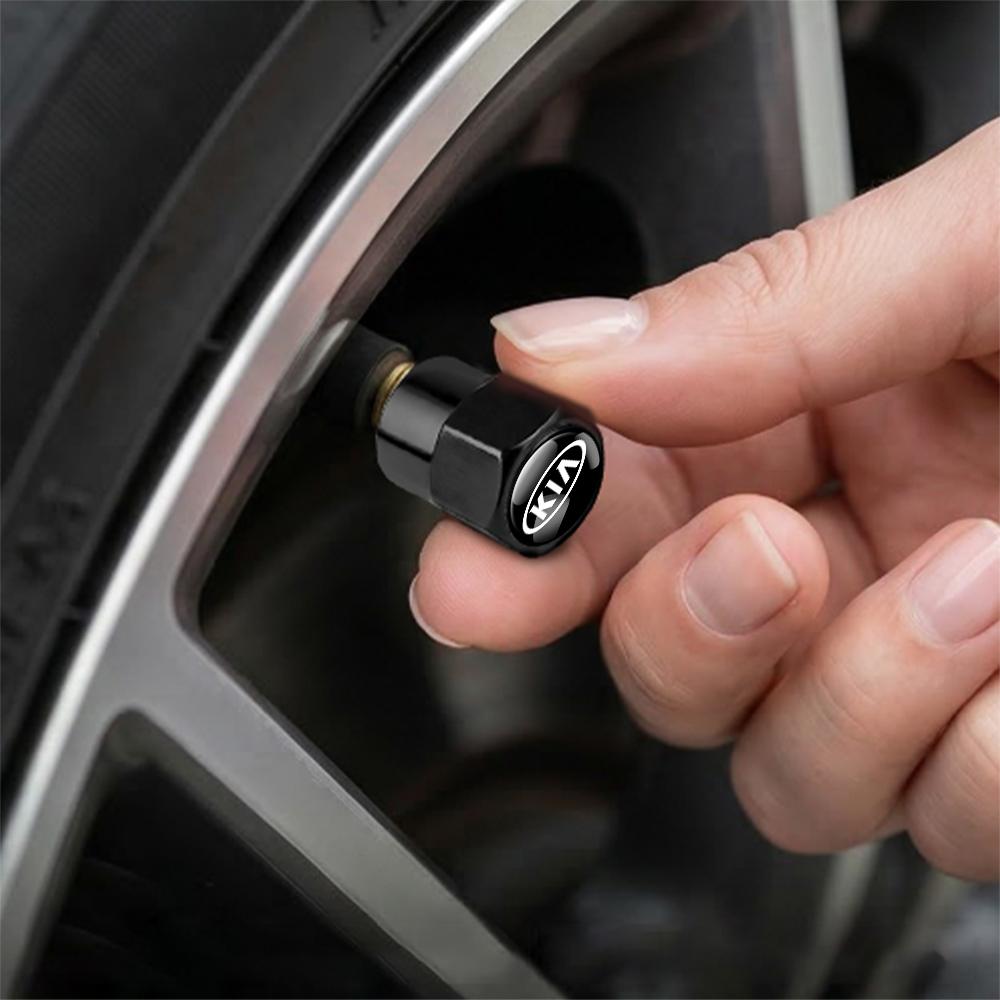 4Pcs Car LogoTire Valve Caps Dust Accessories With Wheel Center Hub Cap For KIA GT RIO Ceed Picanto Pegas Sorento Niro Soul KX5 CWK1