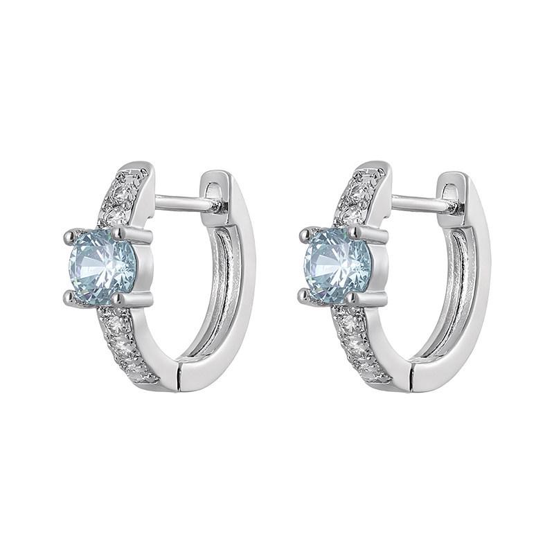 Blue Zirconia Sparkling Diamond-Inlaid Light Luxury Earrings: Studs, Hoops, and Clips for Women