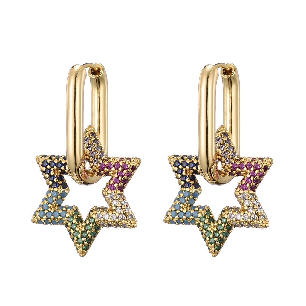 High Quality Zirconia Hoop Earrings for Women Elegant Star Copper Dangle Earrings Female Wedding Party Jewelry Couple Gift