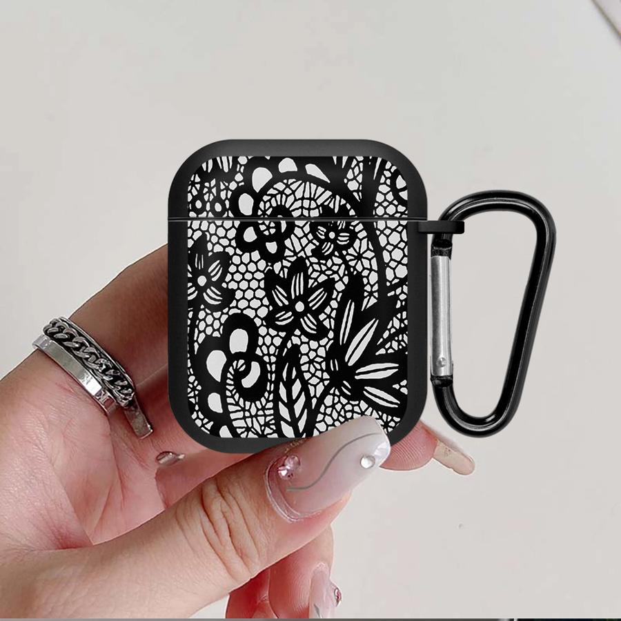 Earphone Cases Cover Case For Airpods 2 4 3 1 Pro2 Pro3 Pro Black Fashion Cool Lace
