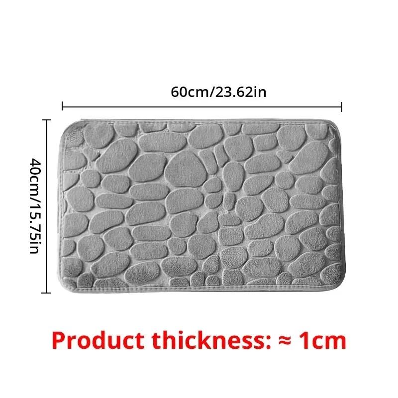 Soft Sponge Bath Mat Non Slip Pebble Pattern Water Absorbent Bathroom Rug Shower Floor Carpet Anti Slip Toilet Mat Home Doorway Quick Dry Safety Mat