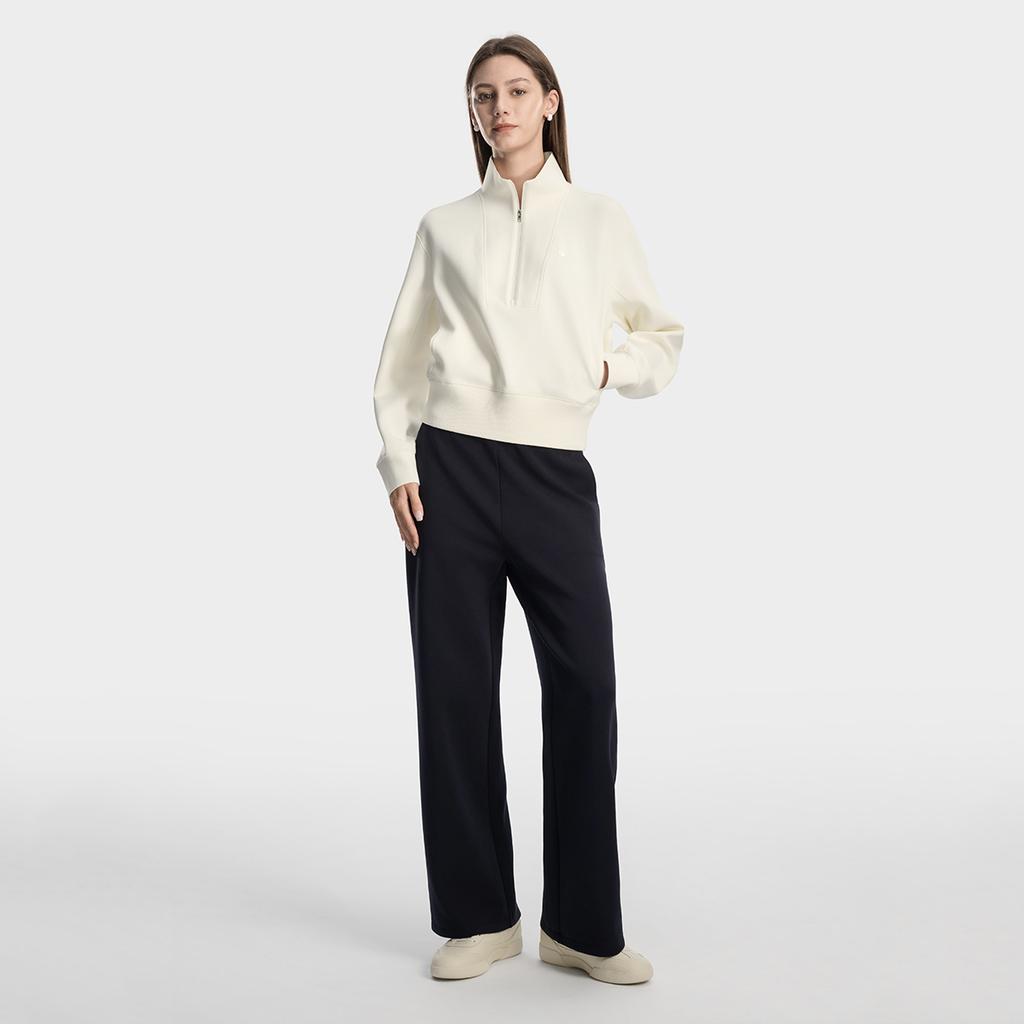 Fila White All Day Fashion Simple Classic Retro Sports Casual Personality Relaxed Versatile Comfortable Half-Zip Stand Collar Sweatshirt F11W613205FIV
