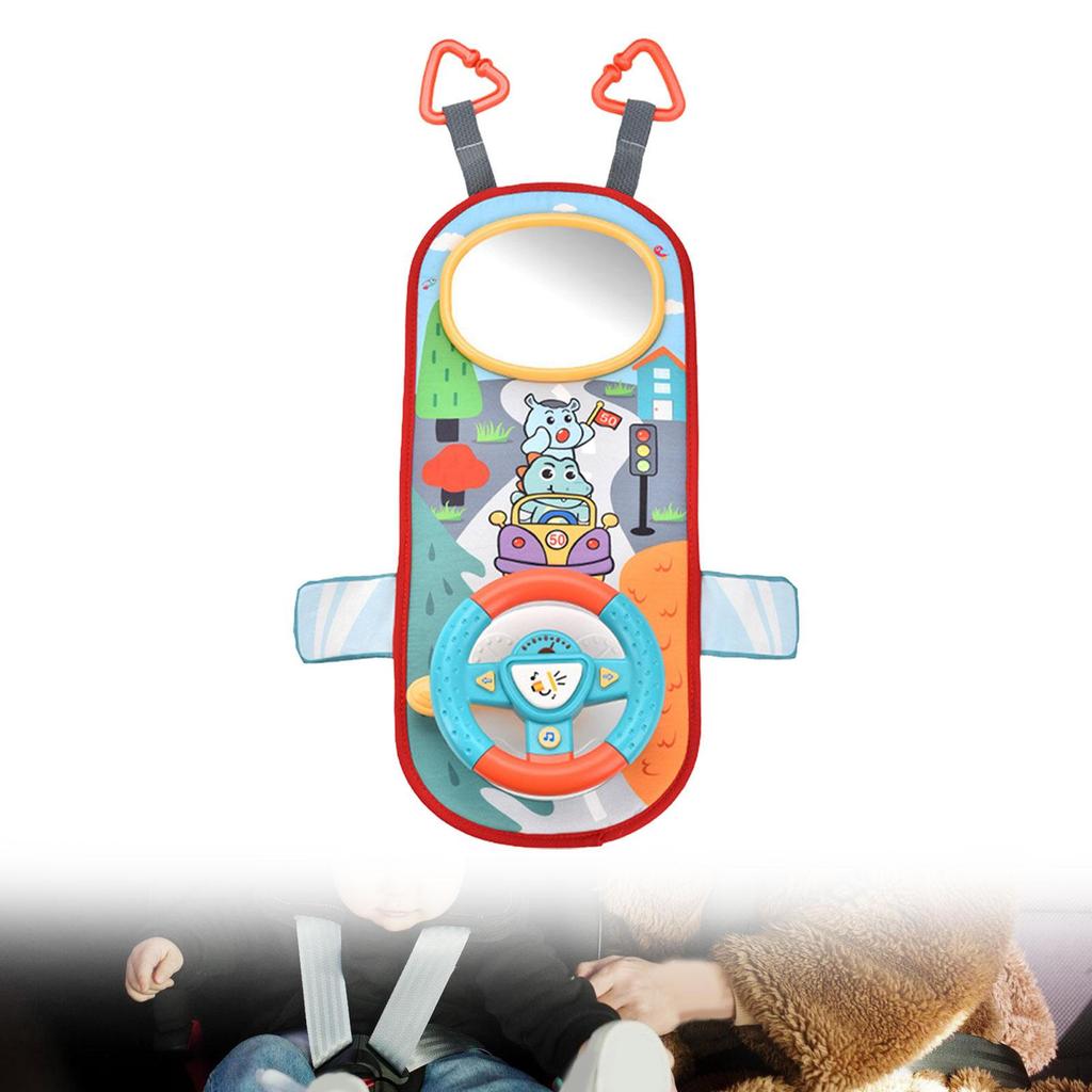 Car Toy Steering Wheel with Music Headrest Funny Fine Motor Skill Kids In Simulation