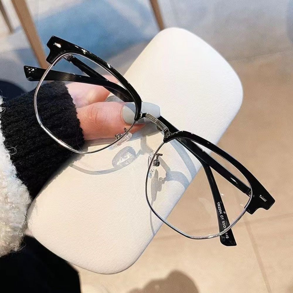 Anti-Blue Light Glasses Women Men Fashion Metal Half Frame Eyeglasses Computer Reading Glasses
