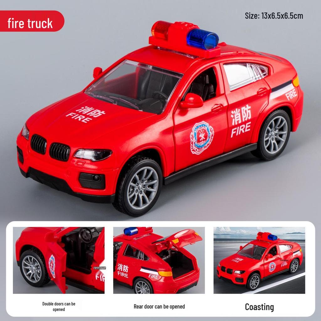 Kids' Inertia-Powered Police Car: 3-Door Opening, Gift for Boys, Ambulance-Themed Simulation Toy