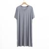 Men's Long Modal Nightgown - Short Sleeve V-Neck