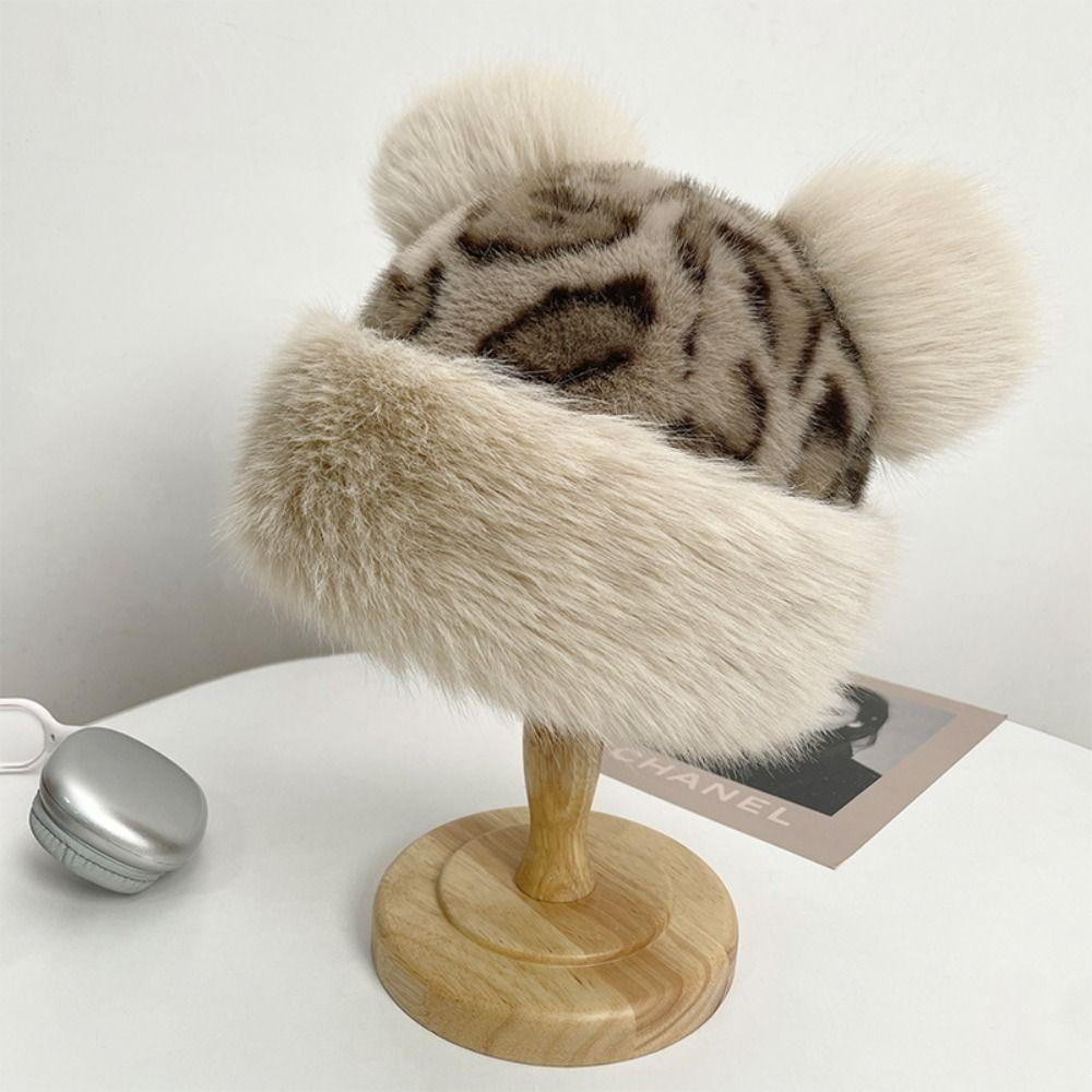 Kunstfell Schal & Mützen Set Verdickt Warm Plüsch Schal Niedliche Panama Kappe Winter