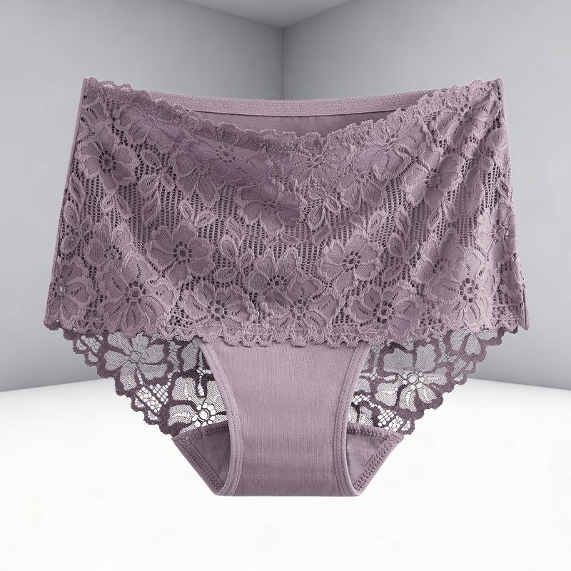 1 Pezzo Donna Lusso Ricamo Floreale Sexy Pizzo Mutandine Vita Alta Elastico Biancheria Intima Donna Traspirante Pizzo Patchwork Lingerie Nuovo