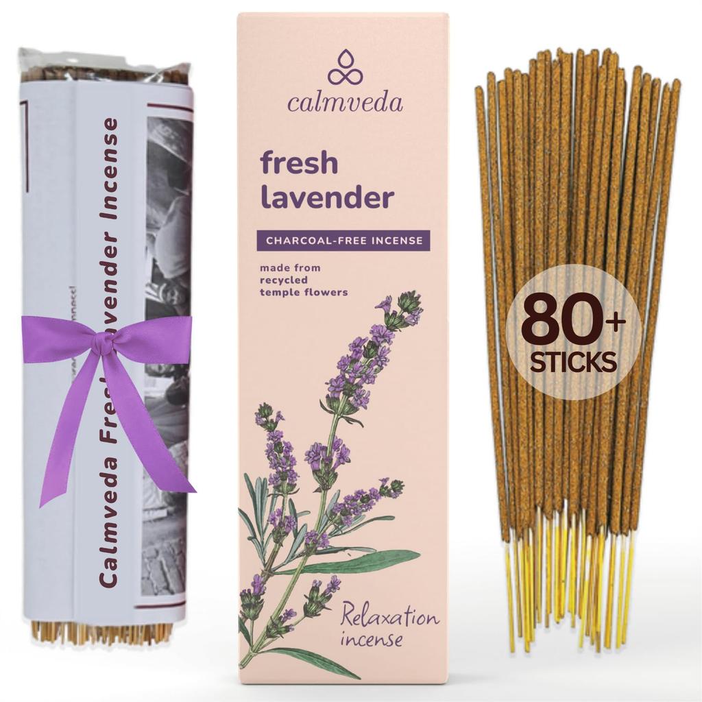Fresh Lavender Incense for Calming - 80 Charcoal Free Incense Sticks