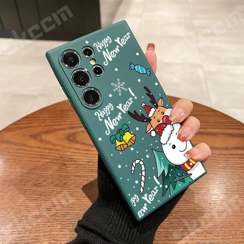 Christmas New Year Soft TPU Phone Case For Samsung Galaxy S24 Ultra S23 Plus S22 S20 FE A55 A54 A73 A72 A71 A51 A50 A35 A15Cover