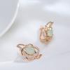 Neue smaragdgrüne ovale Zirkon-Ohrringe Roségoldfarben Clip-Ohrring Einlage Natürlicher Zirkonkristall Blume Party-Schmuck