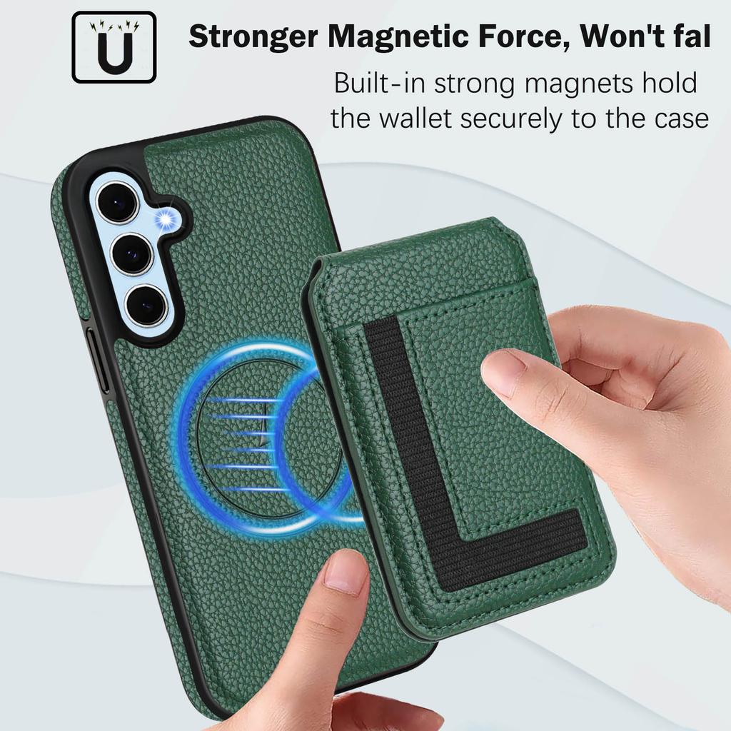 Dla Samsung Galaxy S24 Magnetyczne Etui TPU + Skóra PU Tylna Pokrywa Telefonu z Odpinanym Uchwytem na Karty
