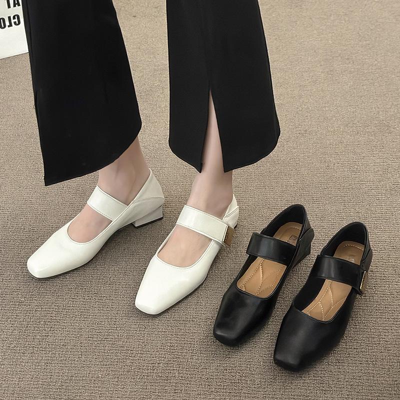 Skirt Shallow Mouth New Small Fragrant Wind Mary Jane Shoes Women's 2025 Square Head French with Gentle Single Shoes Small Leather Shoes Spring and