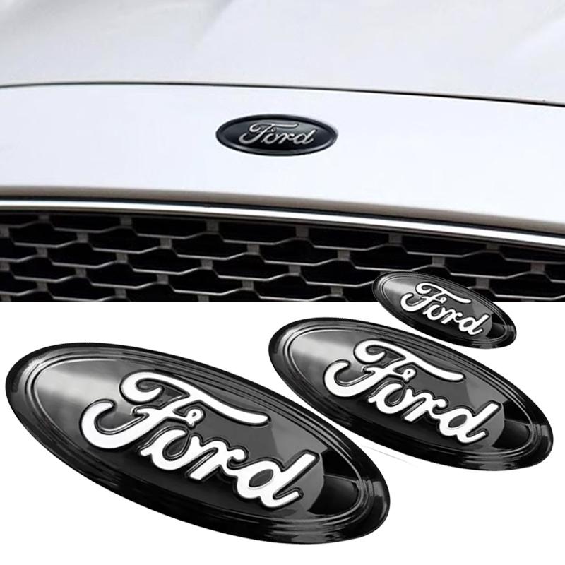 Car Sticker 3pcs Car Front Rear Cover Badge Steering Wheel Sticker for Ford Kuga Mondeo Explorer Escape ST Focus Edge Taurus Equ