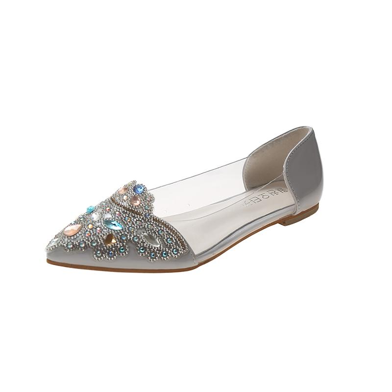 

Plus Size2024Spring Summer Women Flats Transparent Slip on Flat Shoes Woman Ballet Flats Candy Color Jelly zapatos mujer 8922N 40 серый
