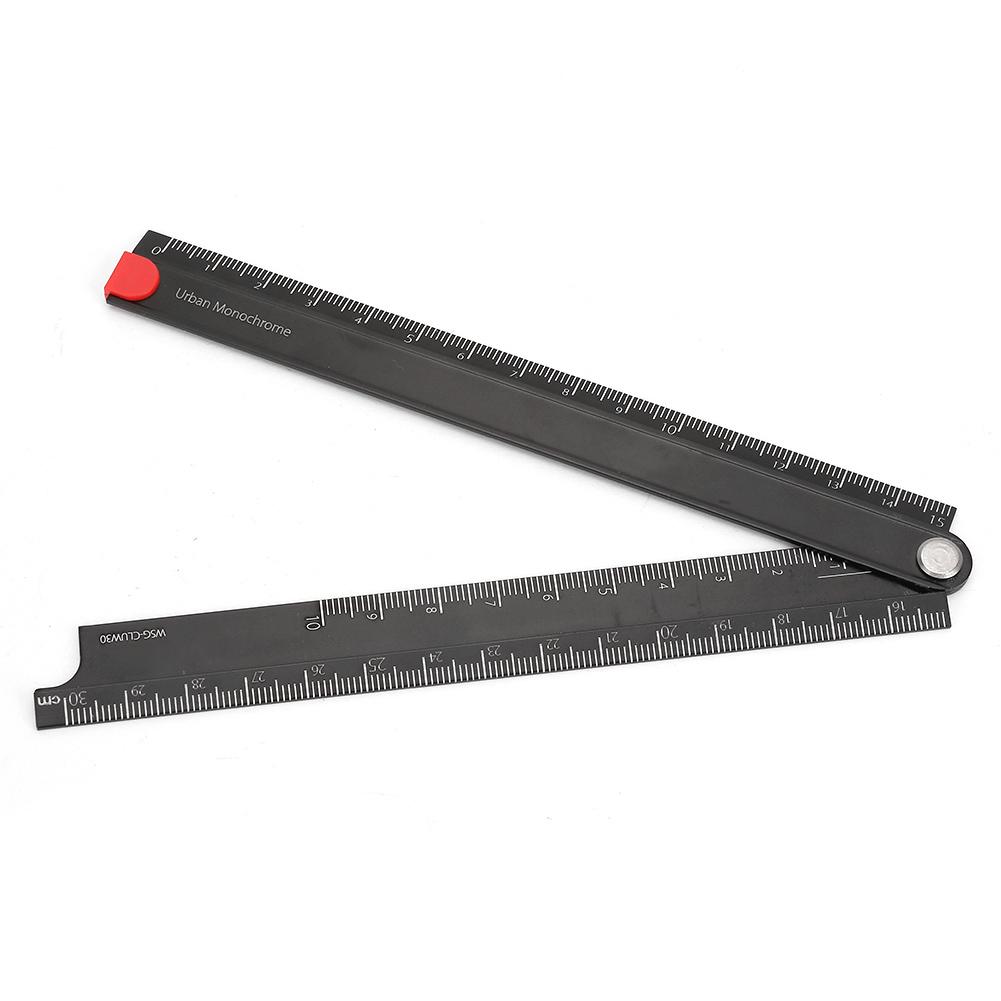 

Rulers Folding Aluminum Alloy Ruler 0 300mm Ruler Simple 90 degrees Folding Metal Stationery Rule