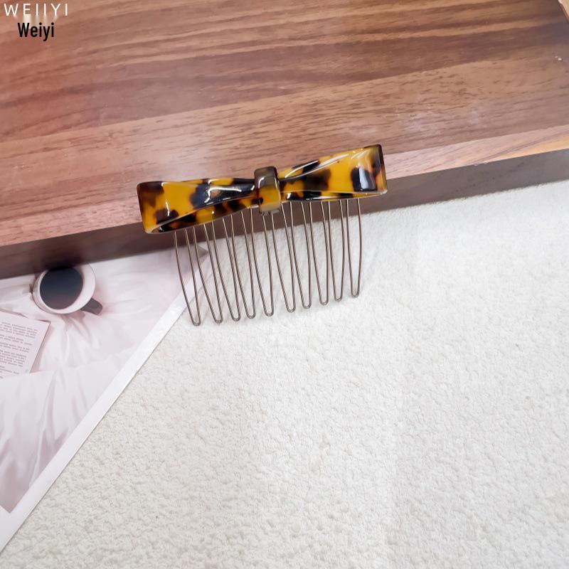 Elegant Acetate Bow Hairpin with Comb for Stylish Bangs and Flyaway Control