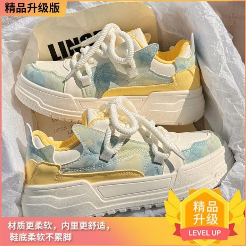 

Молочные фуфу платформа белые туфли женские 2025 осень новые популярные универсальные студенческие мягкая подошва туфли повседневная спортивная обувь 35