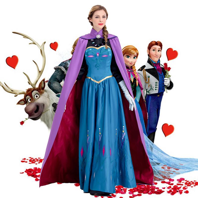 Frozen Anna Princess Adult Costume with Cape for Cosplay