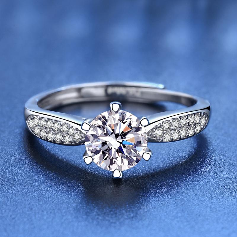 925 Sterling Silver Rings For Women Double Row Six Claw Moissanite Rings For Women Jewelry Making Dorpshipping Rings  New