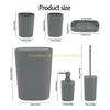 92MF Plastic Bathroom Accessories Set 6pc Hygienic Toothbrush Cup Wastebasket Planner Space Saving Plan