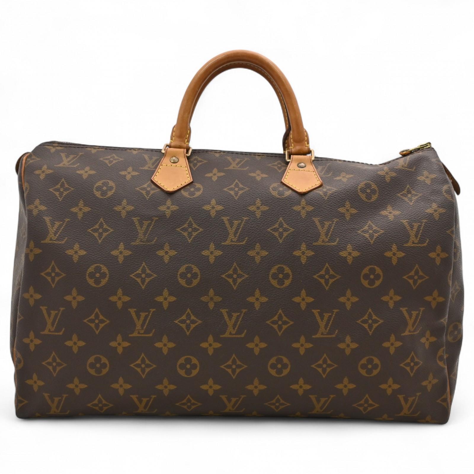 

Auth LOUIS VUITTON Monogram Speedy 40 Boston Handbag Vintage Brown Leather lv7839er