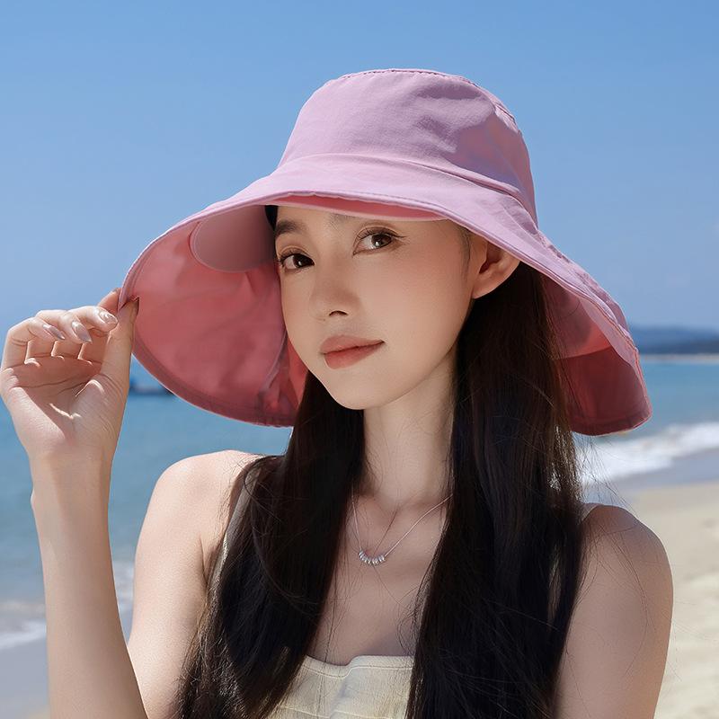 Spring and summer outdoor double-eave sunscreen hat fashion shawl sun hat children's quick-drying waterproof bucket hat