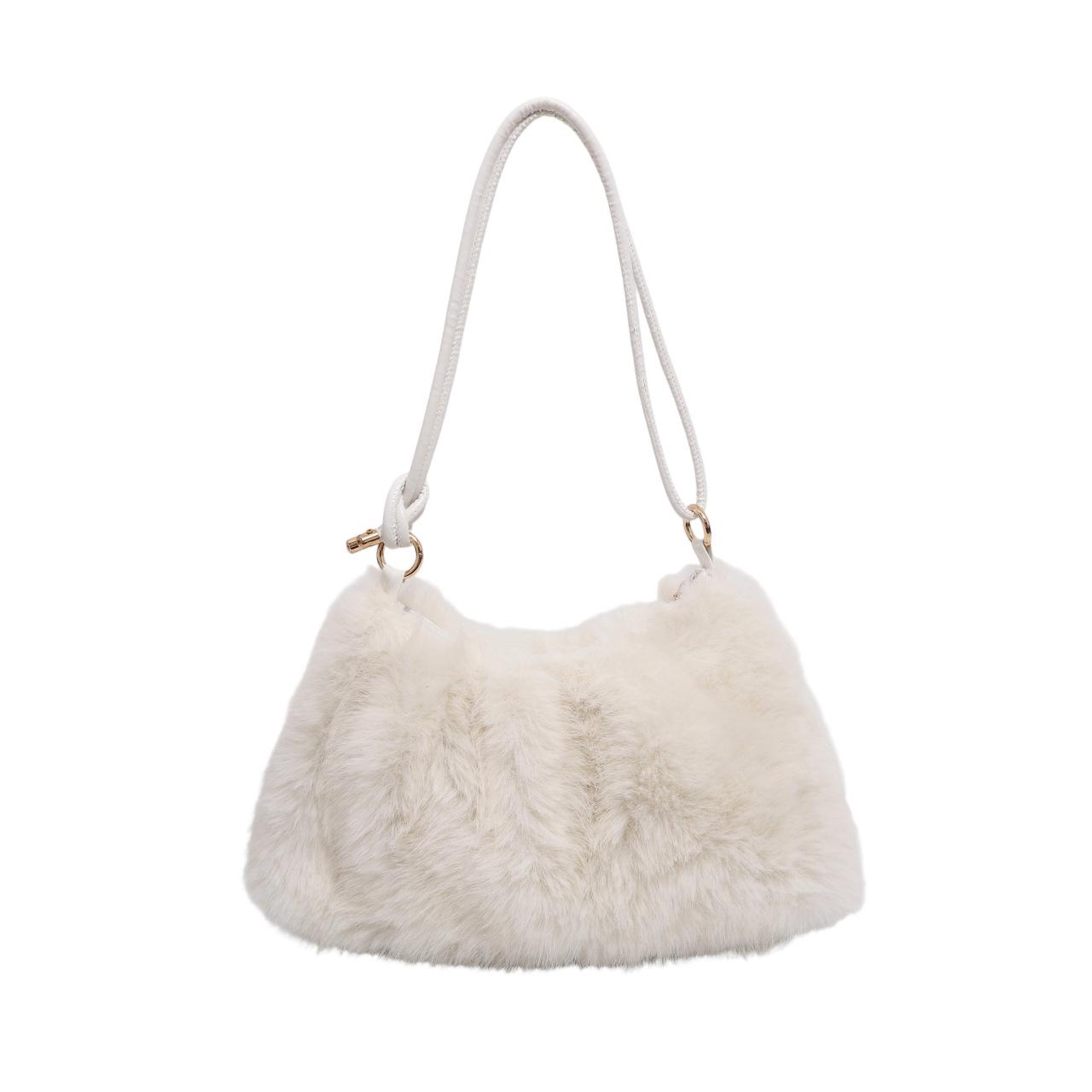 

Autumn/Winter Plush Underarm Crossbody Bag: Stylish, Unique Shoulder Bag with Niche Texture 38cm Length, 12cm Thickness, 20cm Height белый