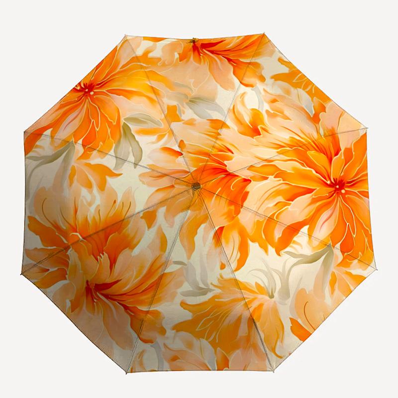 1pc Floral Pattern Automatic Open/close Folding Umbrella, Compact Portable Travel Umbrella, Cute Umbrella, Durable Construction Yy260328025