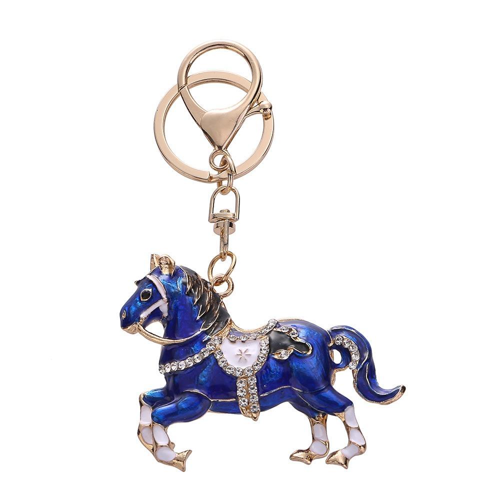 Sparkling Rhinestones Horse Keychain Colorful Backpack Pendant Car Key Chain Backpack Decoration