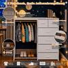 Children's Wardrobe with 6 Drawers, Clothes Rail & Socket - Multifunctional Coat Rack for Children's Room, White