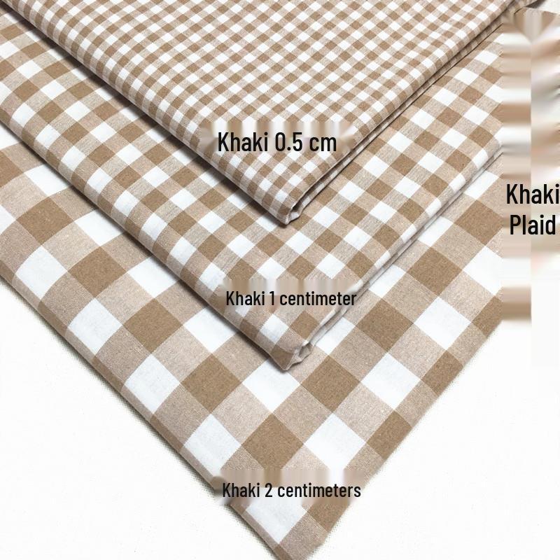 Khaki Plaid Fabric for DIY: Small Square Shirt, Tablecloth, Curtain