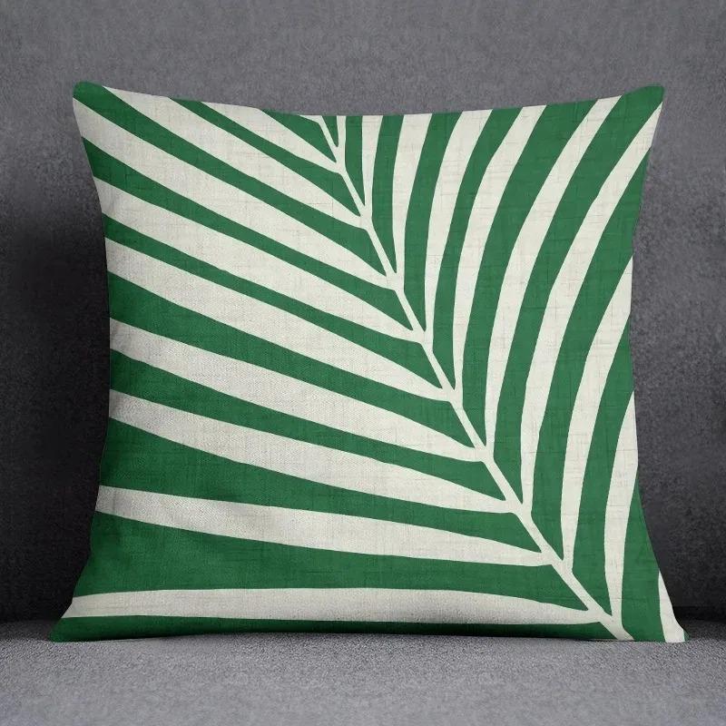 Groen Bladpatroon Decoratief Kussensloop Kussen Kussensloop Beddengoed Decoratie Peach skin 18*18(CM)-1Pcs