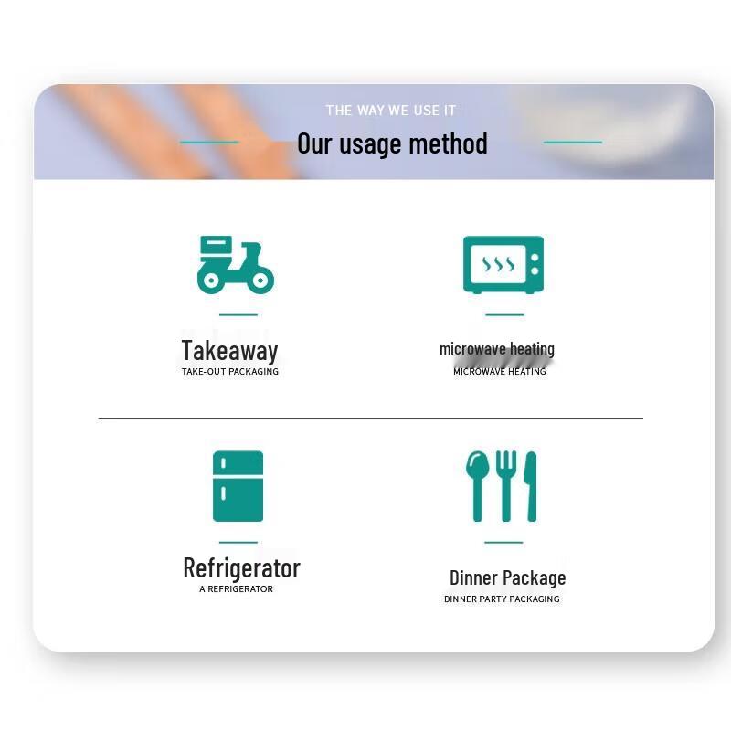 JINGRX Disposable Rectangular Plastic Lunch Boxes with Lids