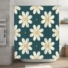 Contemporary Floral Print Shower Curtain 180x240cm Green Bath Decor Waterproof Fabric with Hooks for Bathroom Interior Design