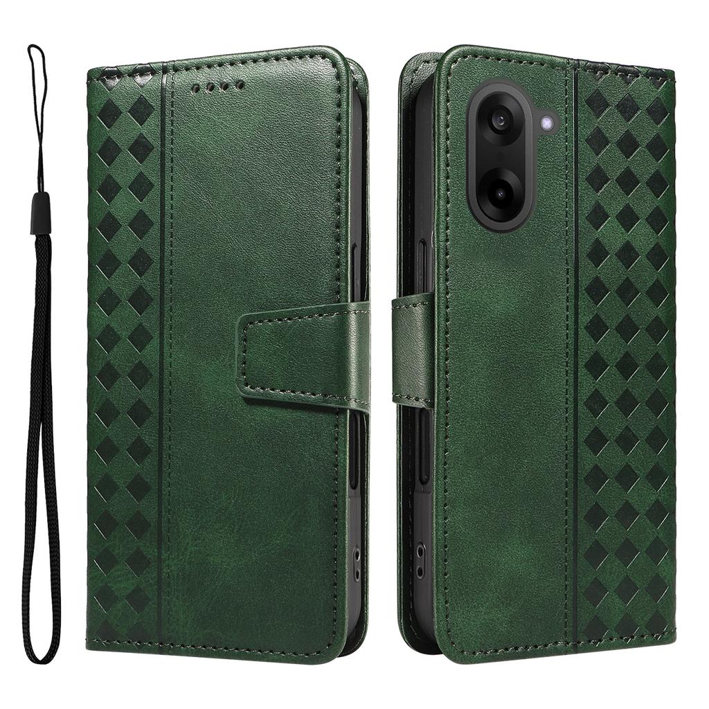 Für OnePlus Nord CE5 5G/OnePlus Ace 5 Racing 5G Lederhülle Wallet Ständer Gitter Aufgedruckte Handyhülle mit Riemen