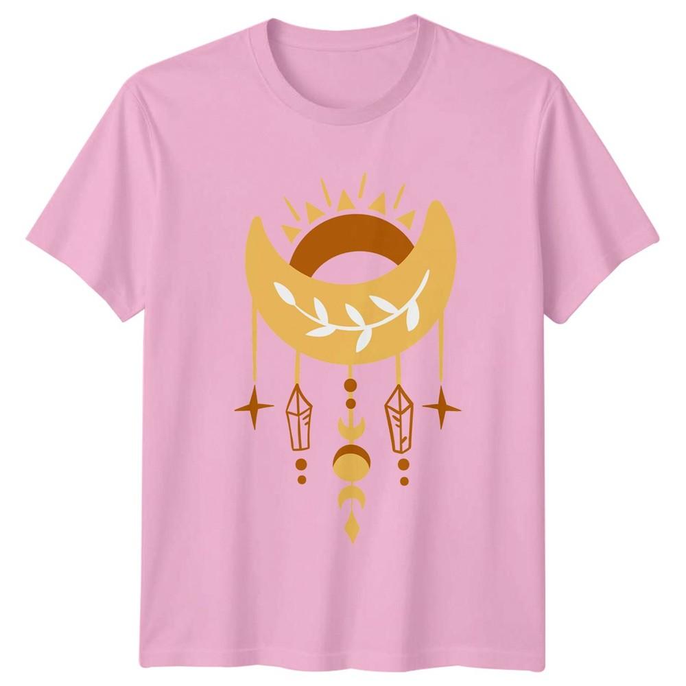 Boho Celestial Moon Crystal Design TShirt Bohemian Mysticism Celestial Art