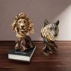 Retro Simulation Animal Statue Luxury Miniatures Figurine Sculpture Tiger Lion Head Ornament  Prop