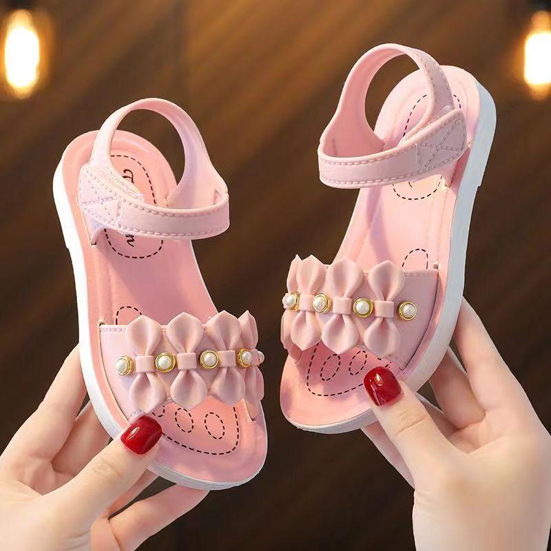 New Summer Fashion Beading Decoration Sandal For Aged 3-7 Girls Children Slippers Soft Non-slip Seabeach Flip Flops Kids Shoes
