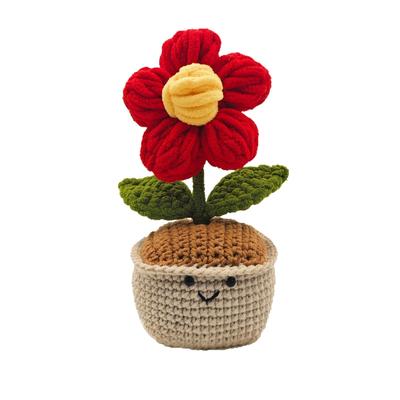 Kawaii Crochet Puff Flower Potted Desk Decor Handwoven Flower Knitting Flowers Bookshelf Decor Halloween Gift