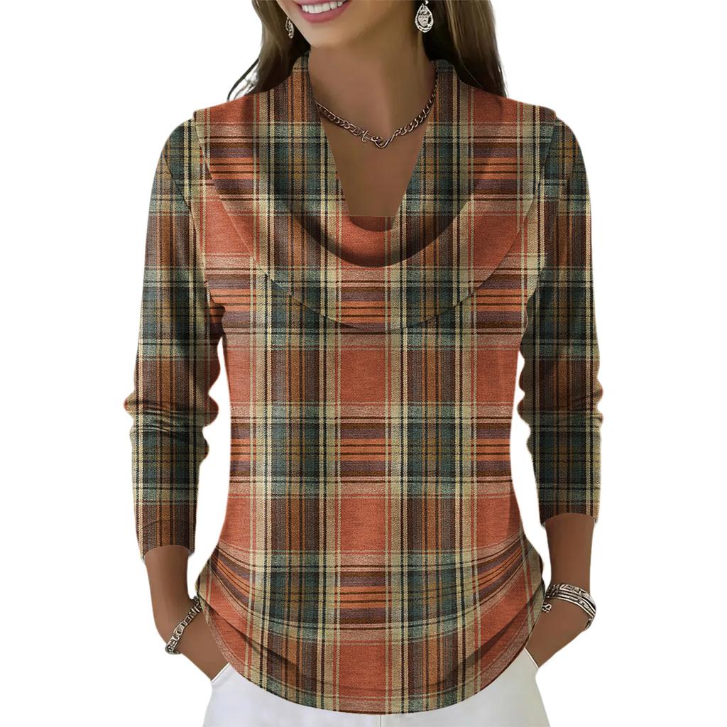 Women's Casual And Fashionable Round Neck Long Sleeved Printed Top Sweater