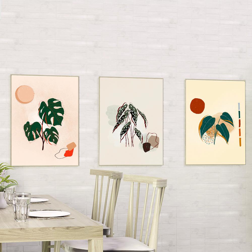 Boho Monstera Plant Philodendron Begonia Swiss Cheese Wall Art Canvas Painting Poster Print Modern Picture For Living Room Decor